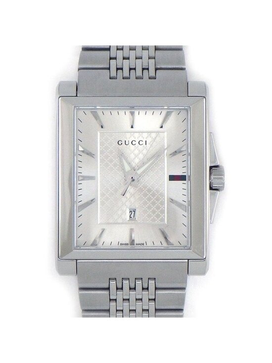 Gucci Watch Timeless Rectangle 138.4 Rectangular Sunray Silver Dial Date SS main image 10